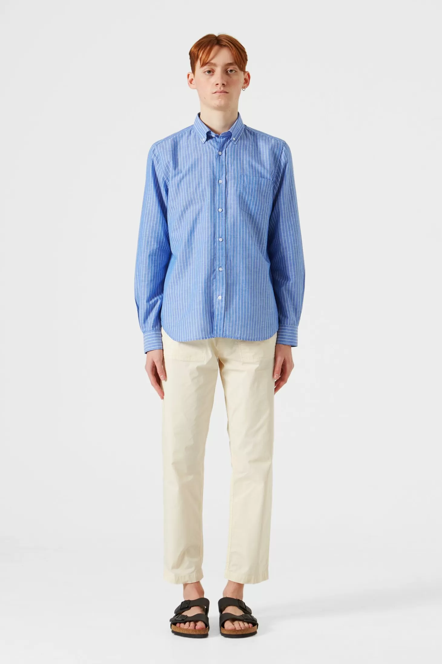 Hot Edmmond Studios Bold Shirt Vertical Stripes Blue