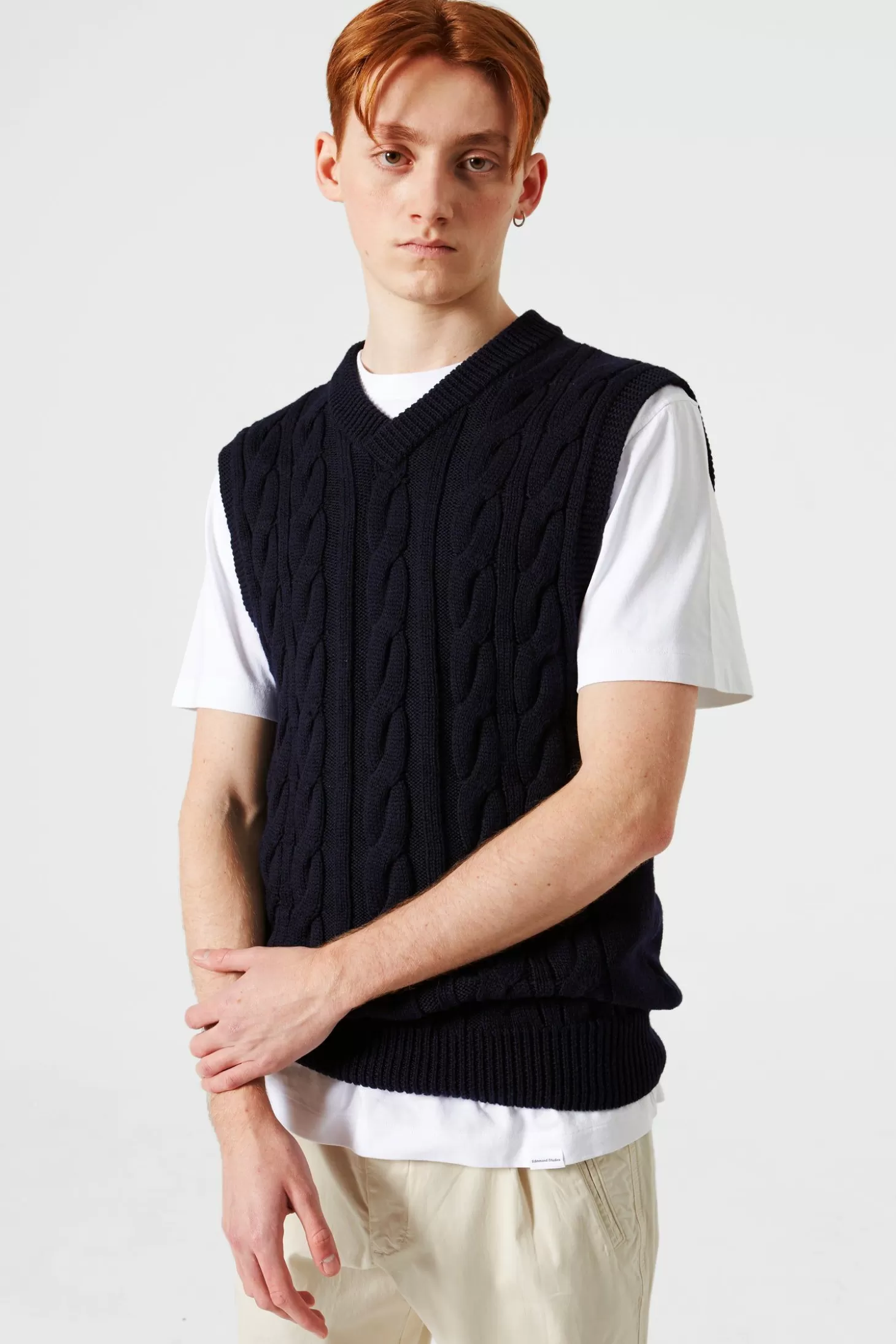 Outlet Edmmond Studios Braided Vest Plain Navy