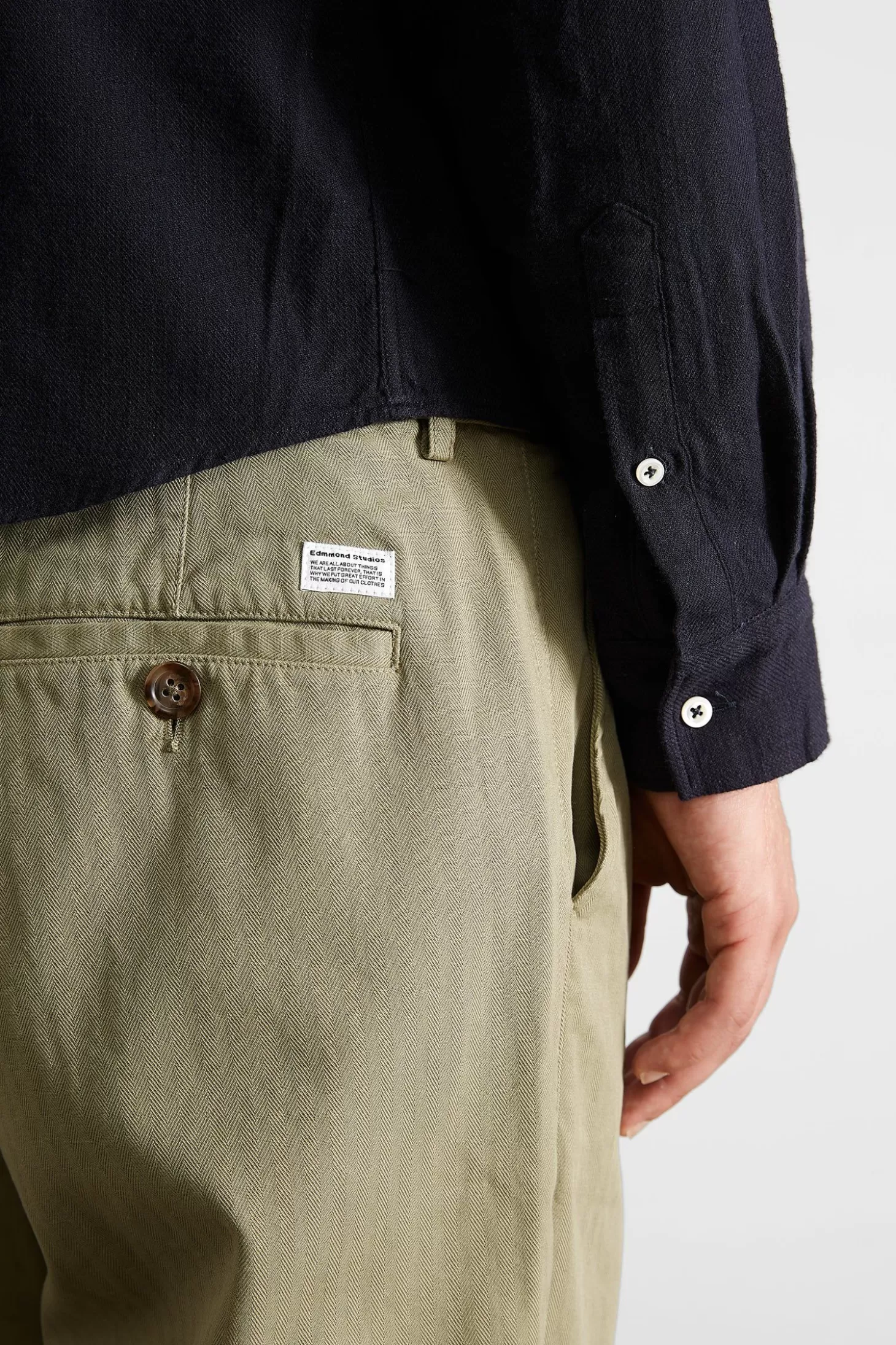 Best Edmmond Studios Chino Herringbone Plain Khaki