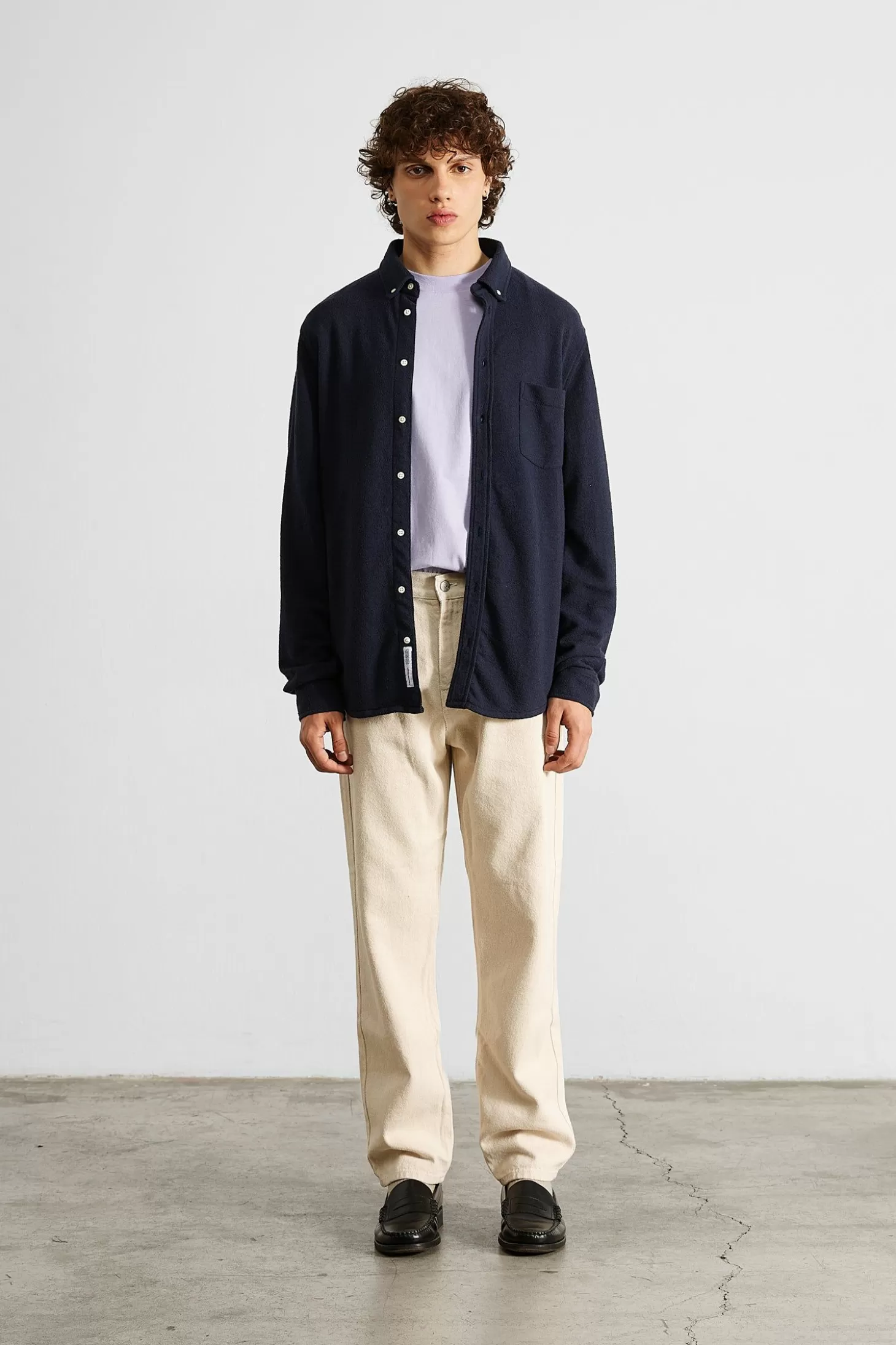 Sale Edmmond Studios Crisp Shirt Plain Navy