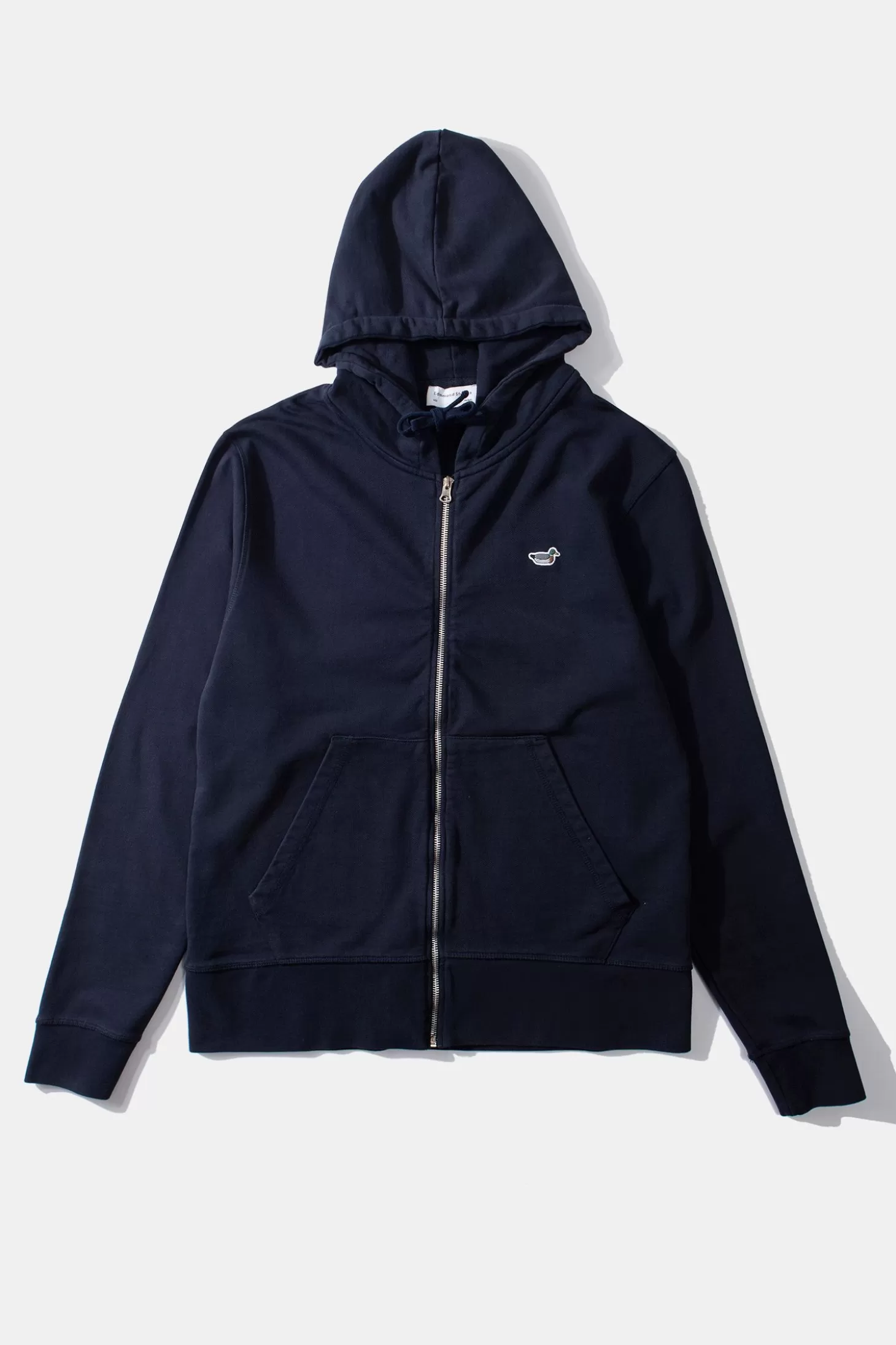 Shop Edmmond Studios Duck Patch Zip Hoodie Plain Navy