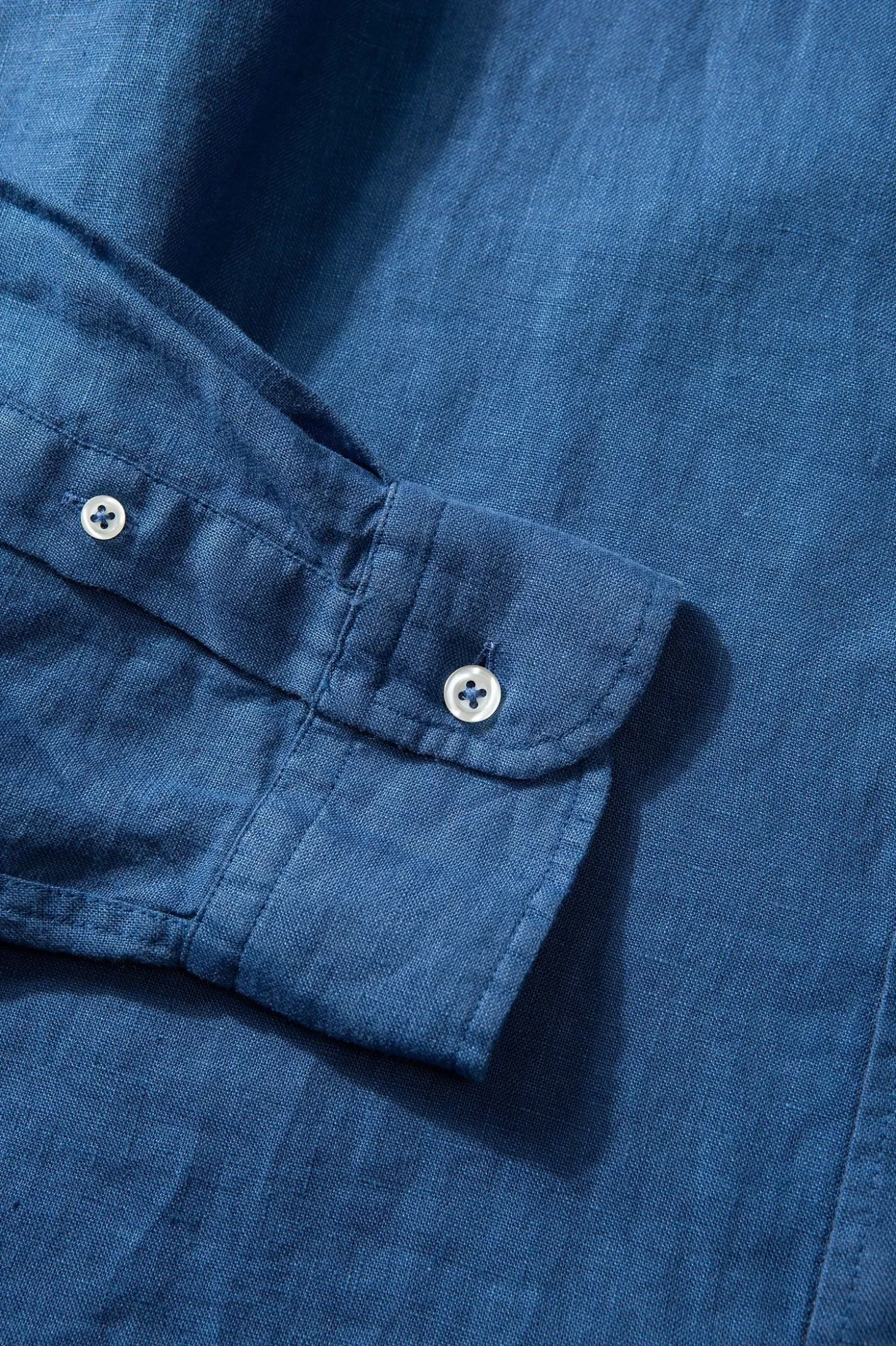 Fashion Edmmond Studios Linen Shirt Plain Blue