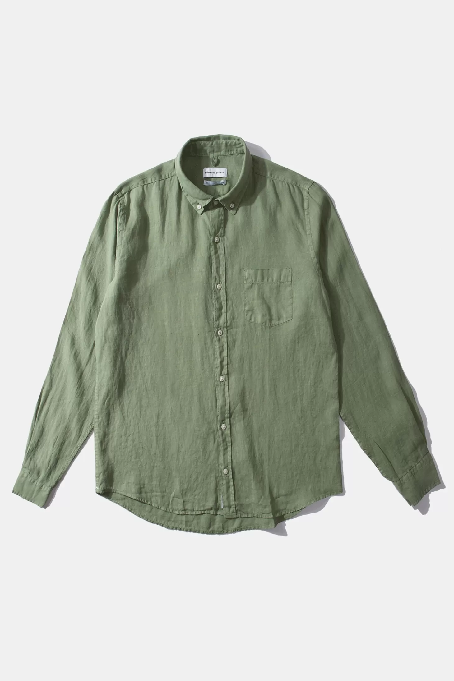 Sale Edmmond Studios Linen Shirt Plain Olive