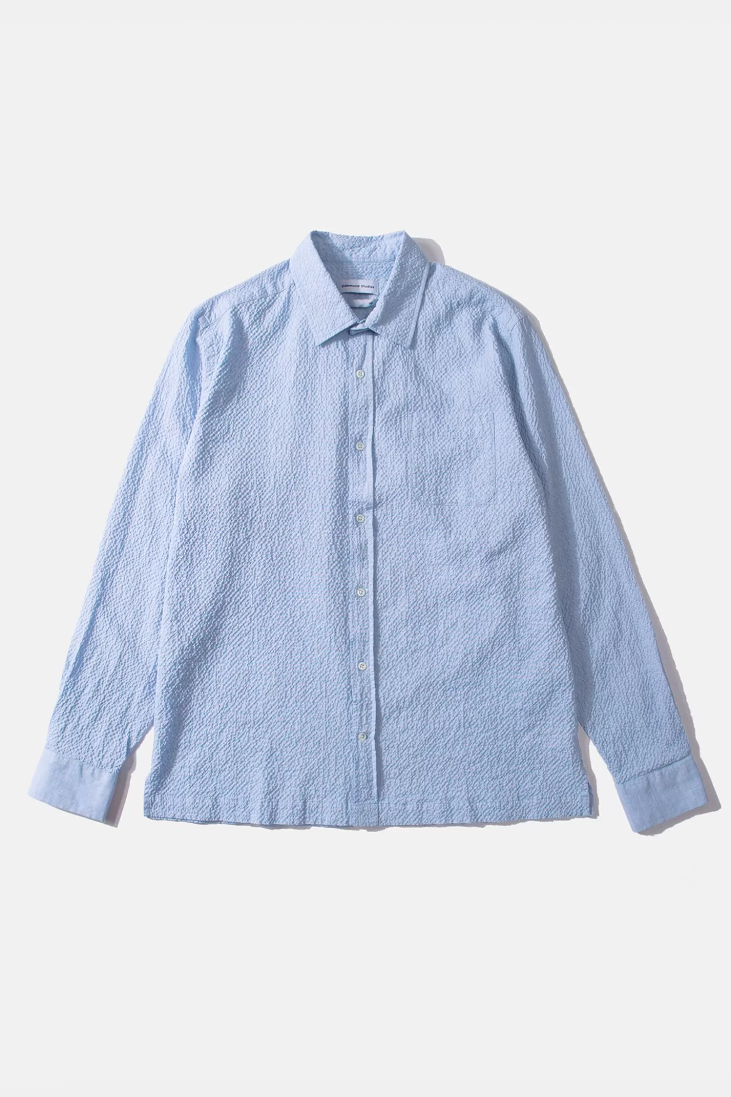Clearance Edmmond Studios Seersucker Shirt Plain Light Blue