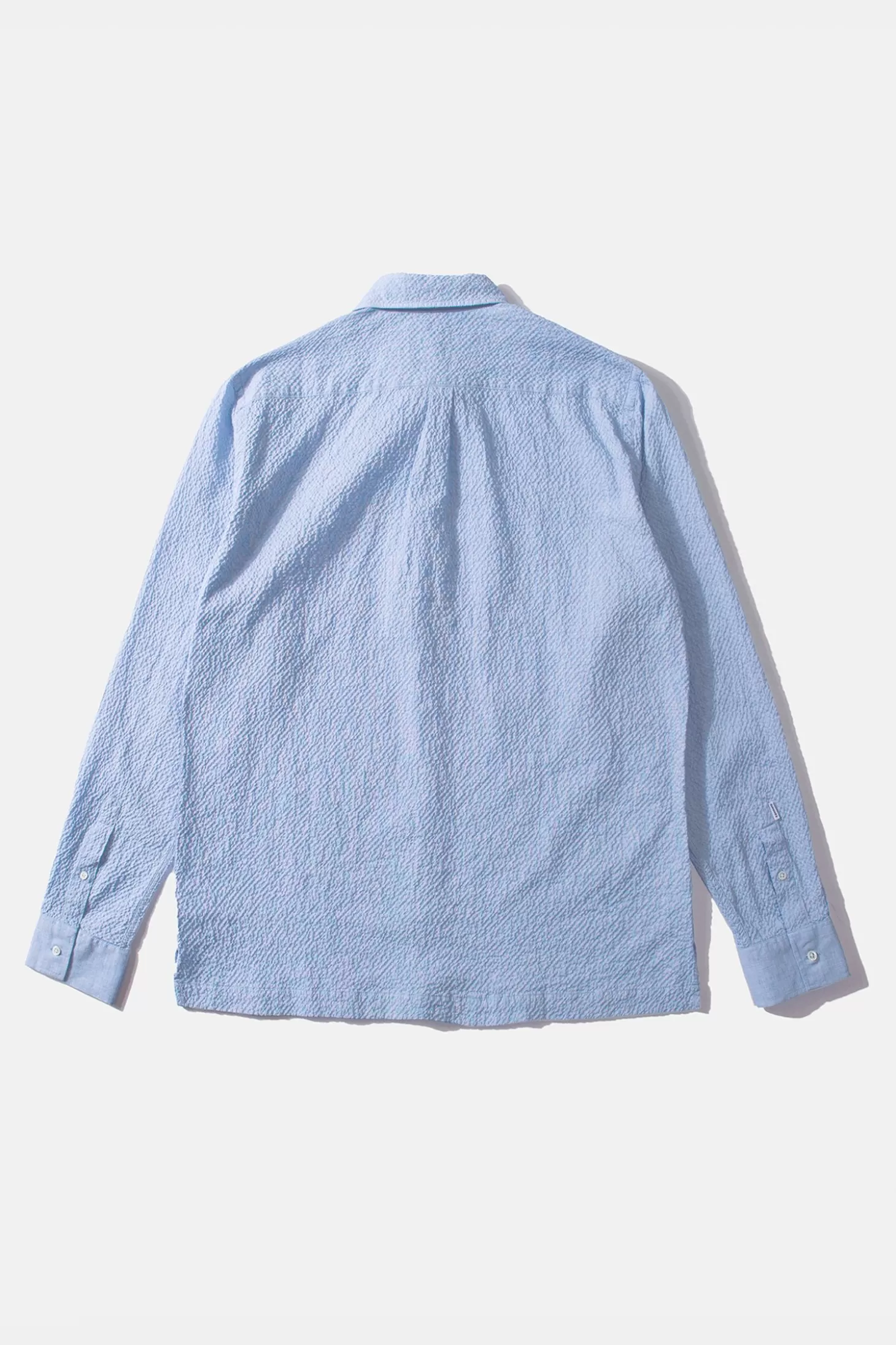 Clearance Edmmond Studios Seersucker Shirt Plain Light Blue
