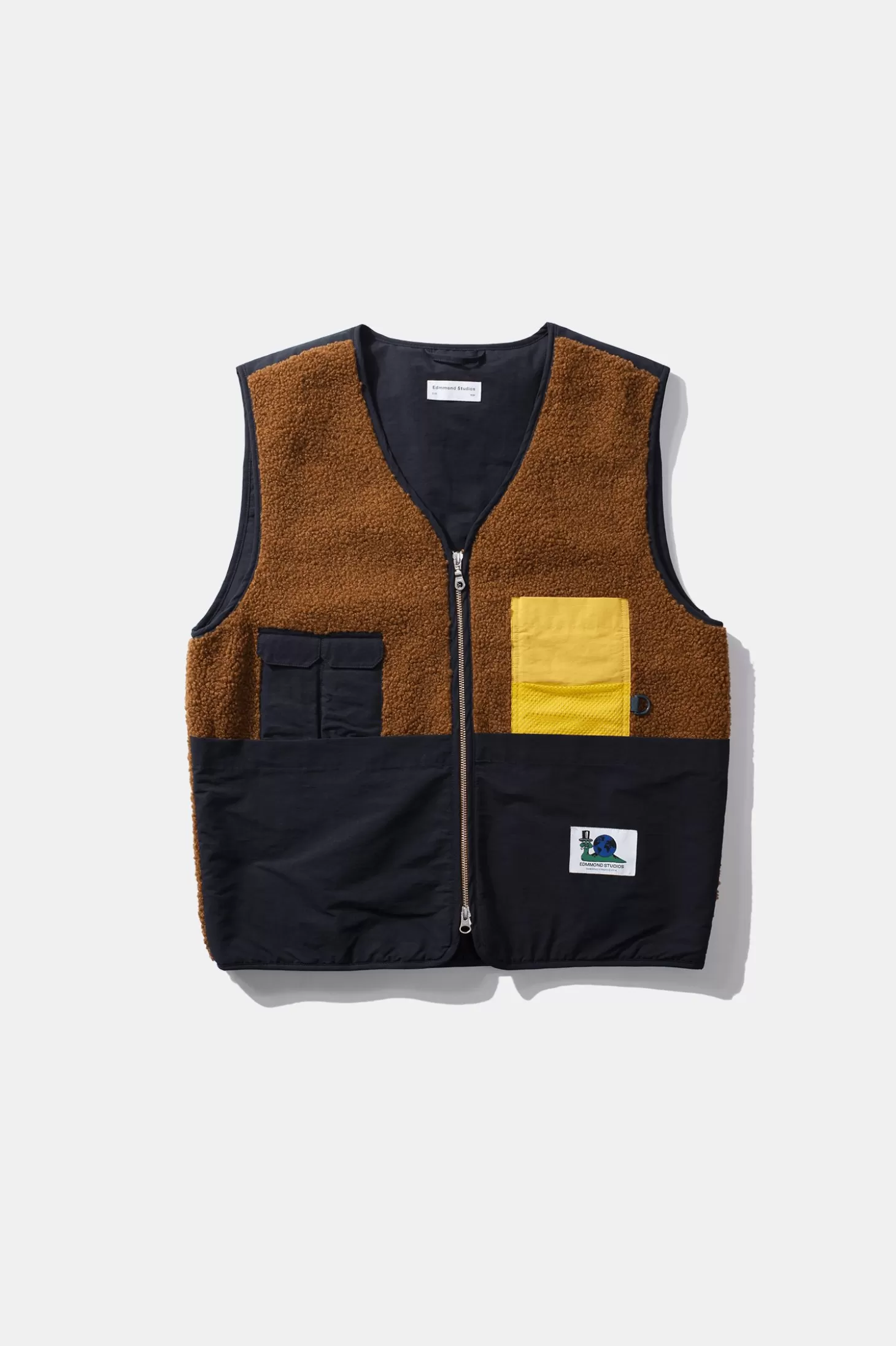Discount Edmmond Studios Shearling Vest Plain Brown