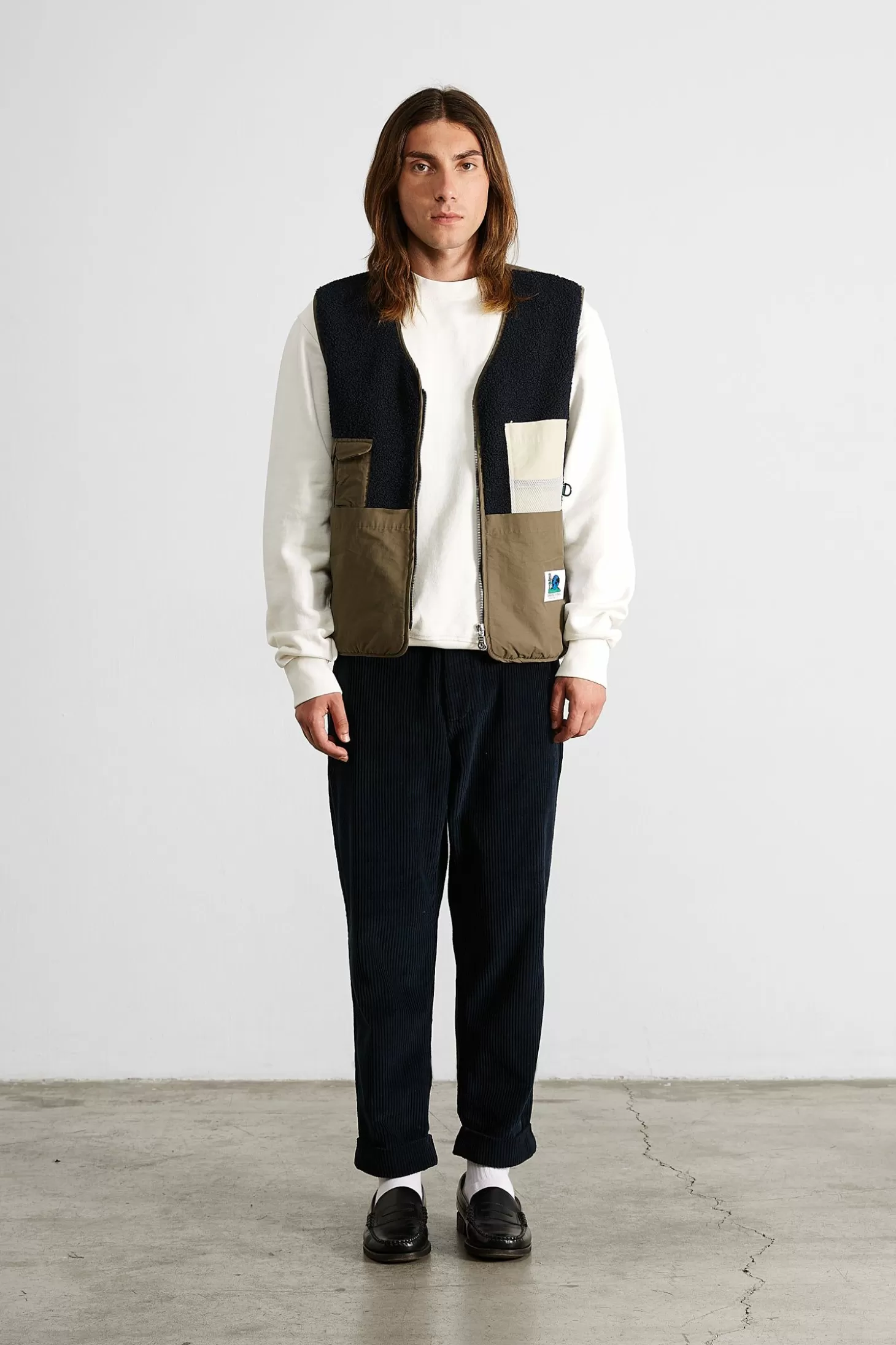 Hot Edmmond Studios Shearling Vest Plain Navy