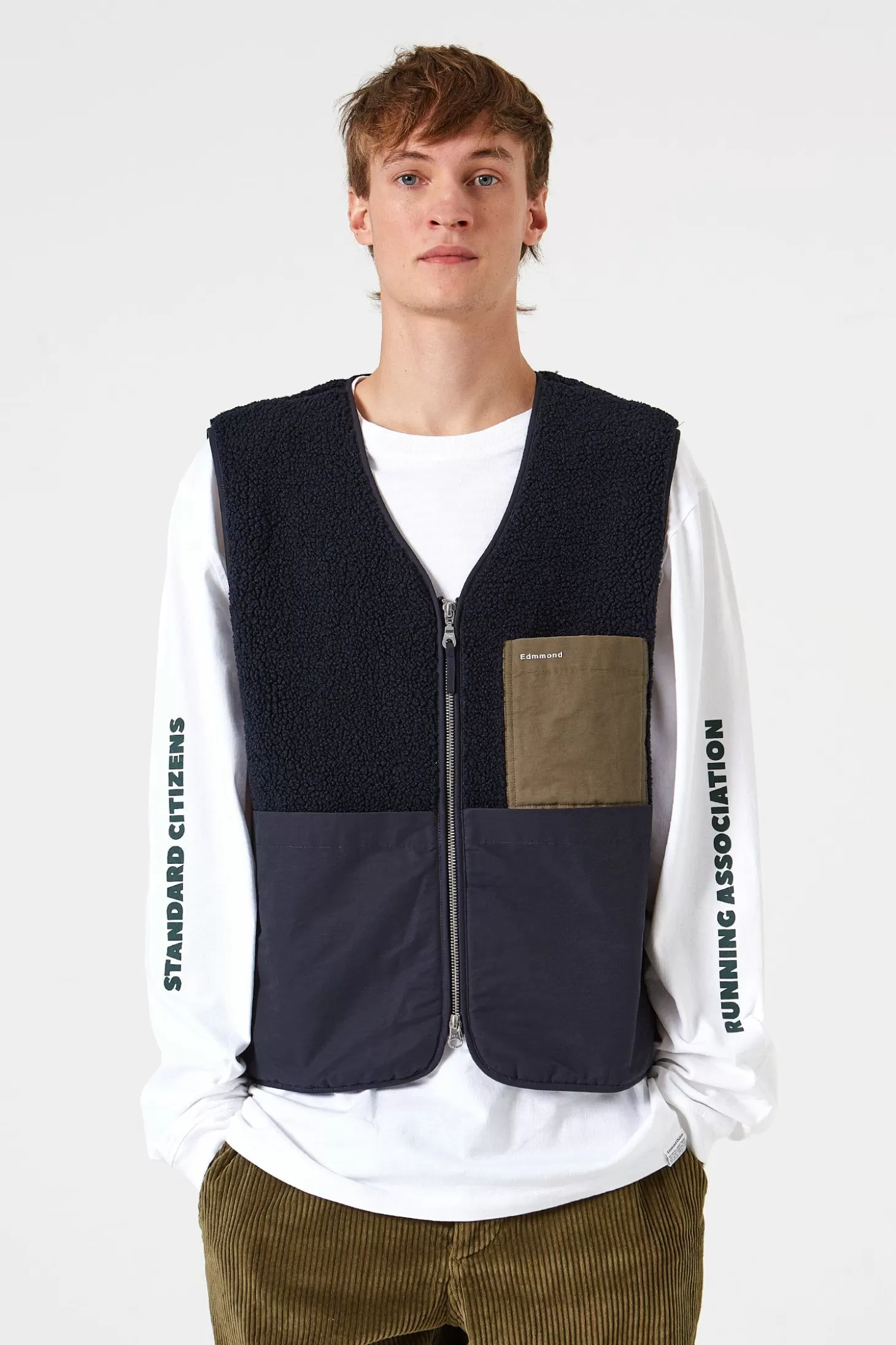 Best Sale Edmmond Studios Shearling Vest Plain Navy