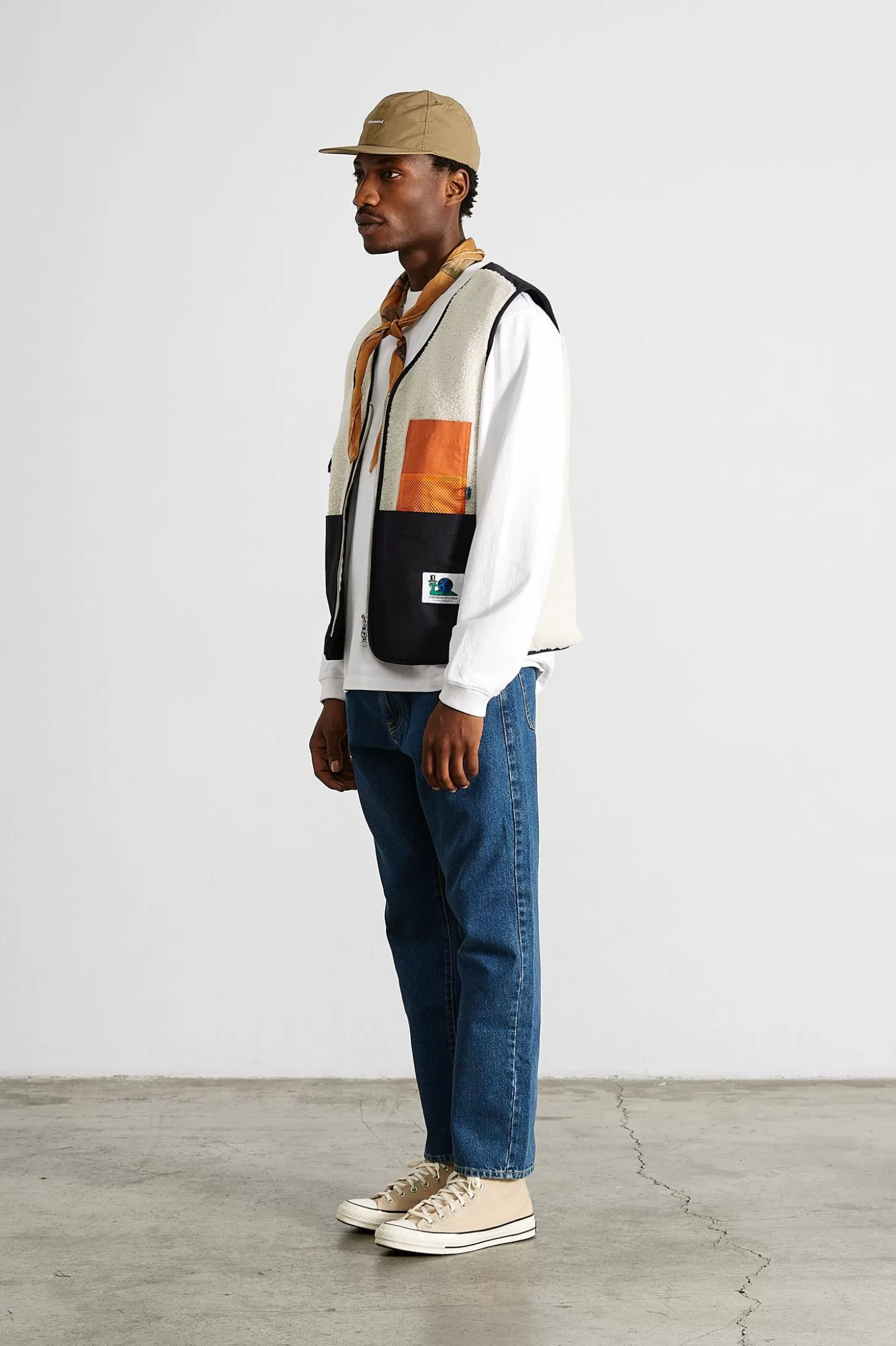 Fashion Edmmond Studios Shearling Vest Plain Off White