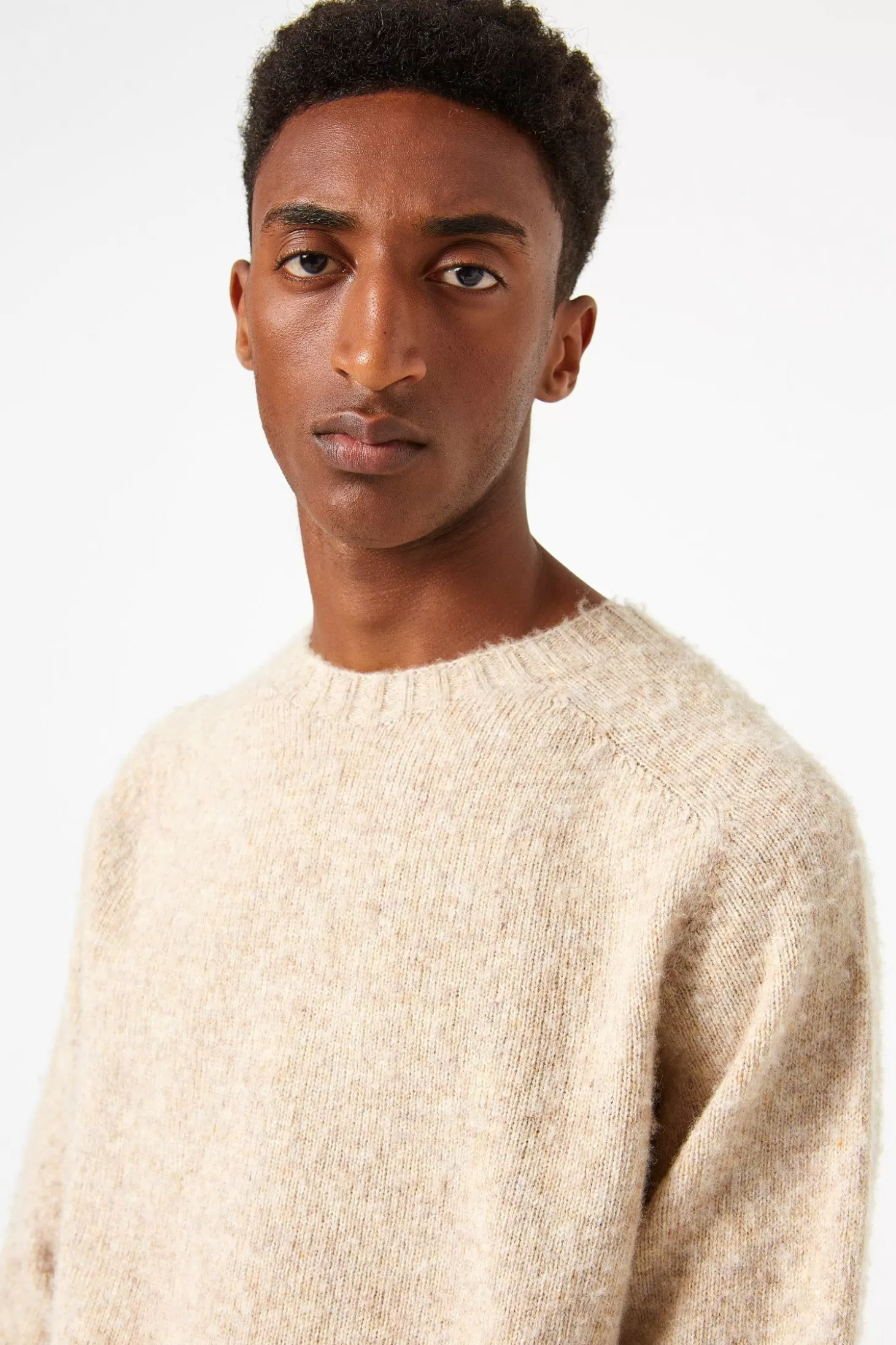 Shop Edmmond Studios Shetland Sweater Plain Beige